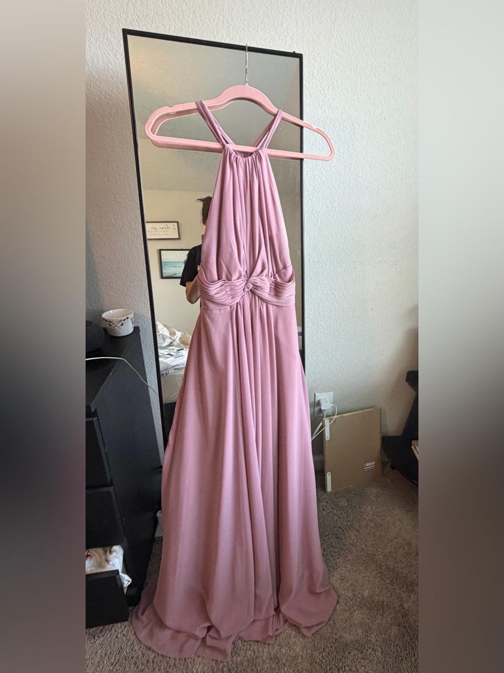 Azazie Dusty Mauve Halter Maxi Dress